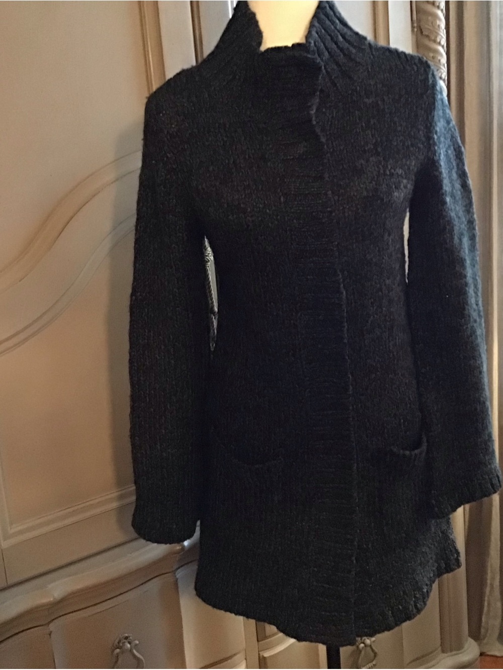 Prana Marled Dark Charcoal Knit Snap Front Cardigan